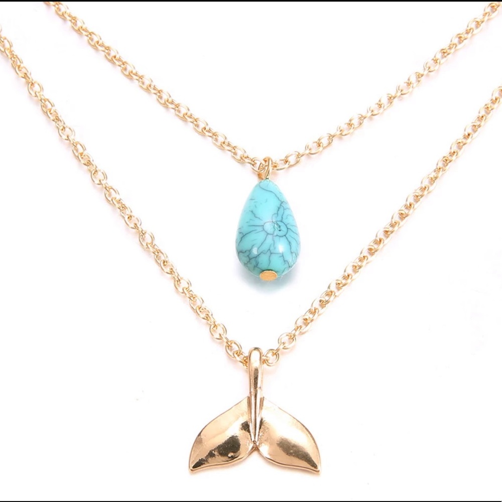 New! 2 piece -Mermaid fin necklace and jewel set - Picture 4 of 5